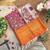 Vriksham Baby Pink Kalamkari Saree With Kanchi Border-VS4393